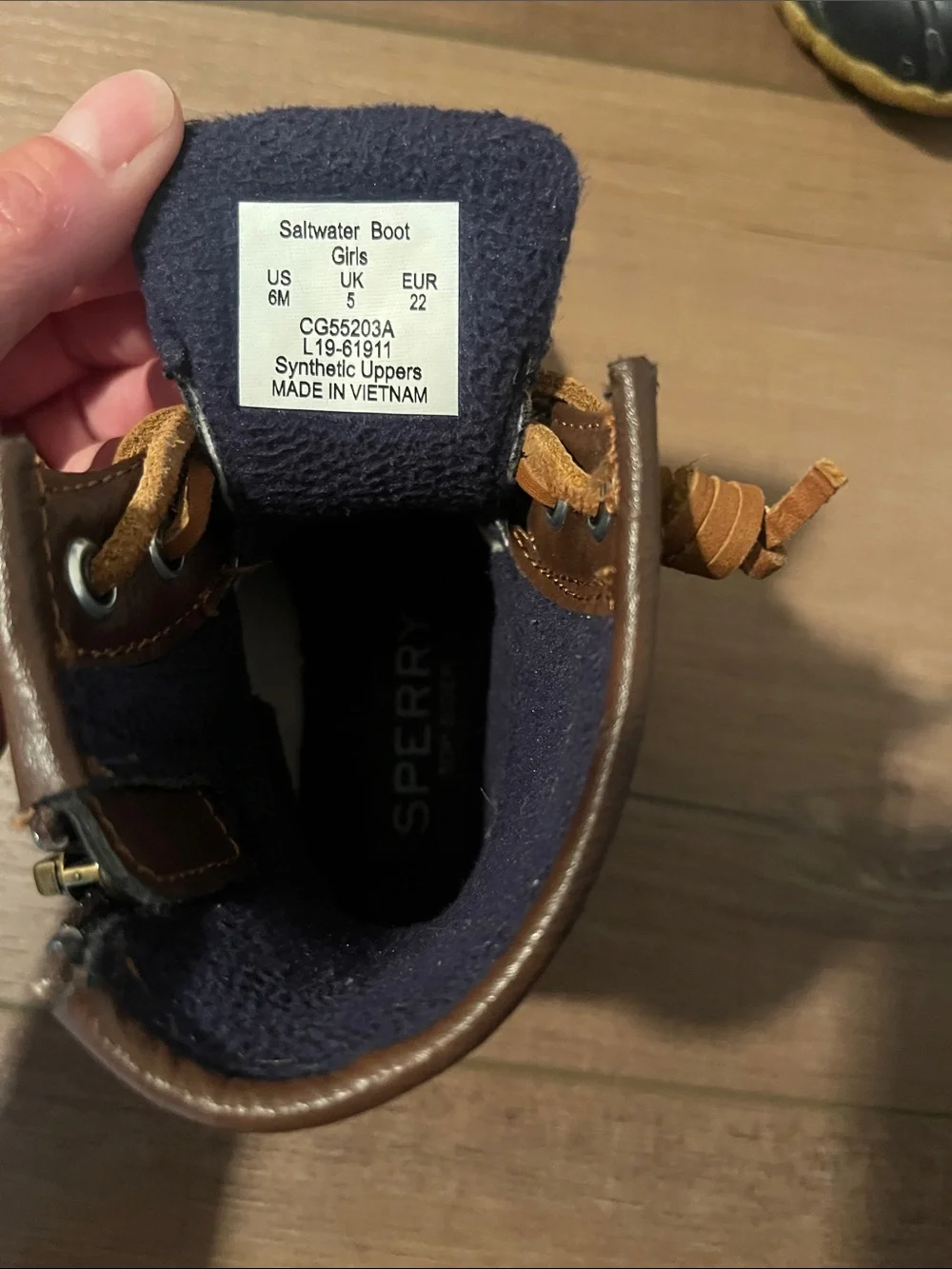 Kids Sperry Brown and Navy Winter Duck Boots - Classic Waterproof Design